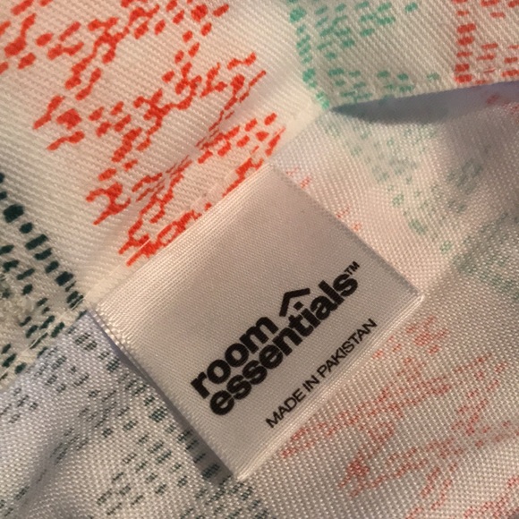 Colorful Cloth Shower Curtain ROOM ESSENTIALS Size 72” wide x 70” orange blue - Picture 3 of 6